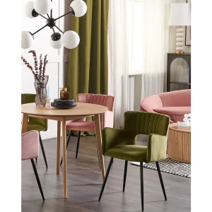 Set van 2 eetkamerstoelen SANILAC Fluweel Olijfgroen Set van 2 eetkamerstoelen SANILAC Fluweel Olijfgroen
