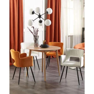 Set van 2 eetkamerstoelen SANILAC Fluweel Wit Set van 2 eetkamerstoelen SANILAC Fluweel Wit