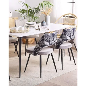 Set van 2 eetkamerstoelen ANSLEY Fluweel Grijs Set van 2 eetkamerstoelen ANSLEY Fluweel Grijs