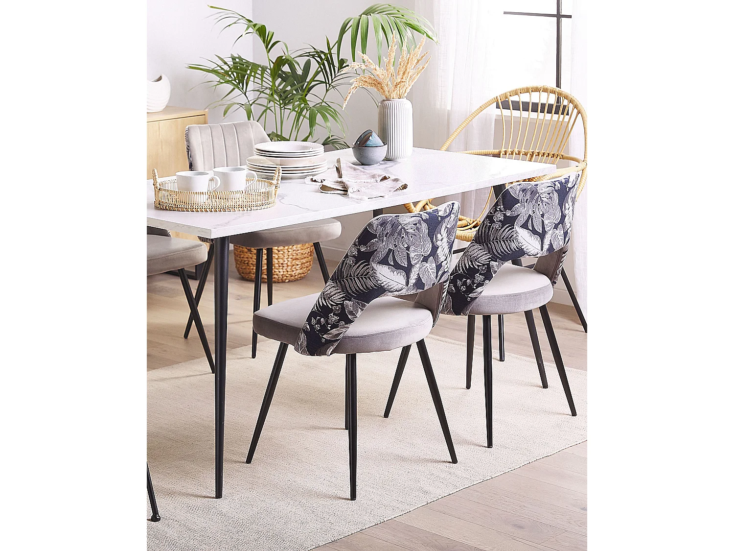 Set van 2 eetkamerstoelen ANSLEY Fluweel Grijs