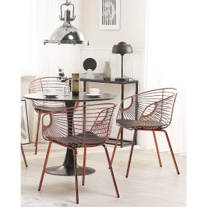 Set van 2 eetkamerstoelen HOBACK Metaal Koper Set van 2 eetkamerstoelen HOBACK Metaal Koper