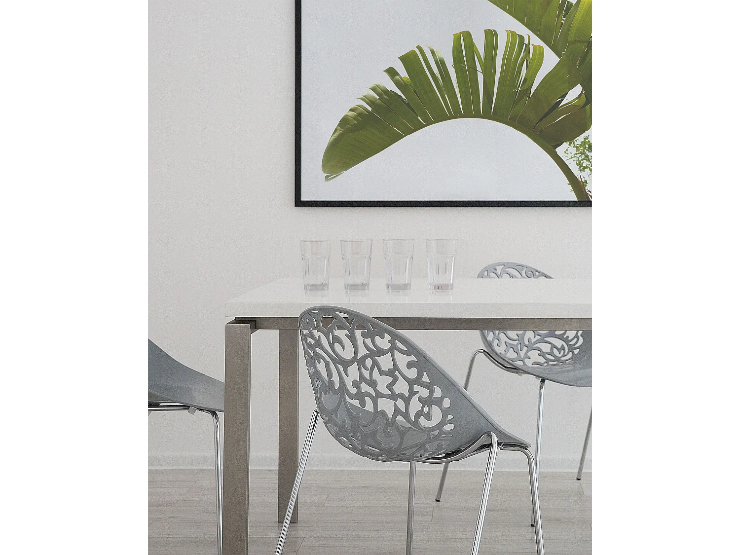 Set van 4 eetkamerstoelen MUMFORD Lichtgrijs