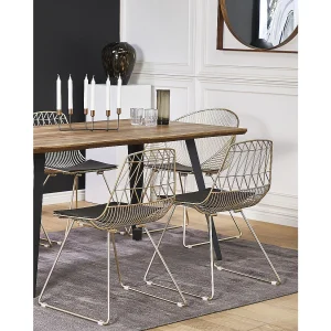 Set van 2 eetkamerstoelen HARLAN Metaal Goud Set van 2 eetkamerstoelen HARLAN Metaal Goud