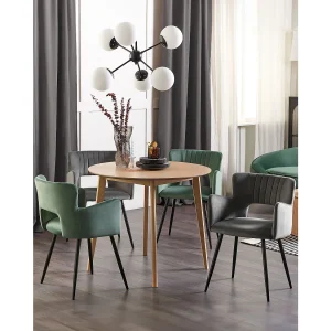 Set van 2 eetkamerstoelen SANILAC Fluweel Donkergrijs Set van 2 eetkamerstoelen SANILAC Fluweel Donkergrijs