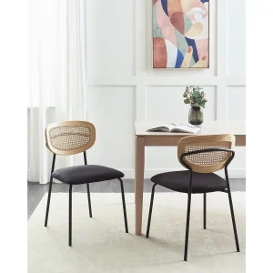 Set van 2 eetkamerstoelen MAYETTA Rotan Zwart