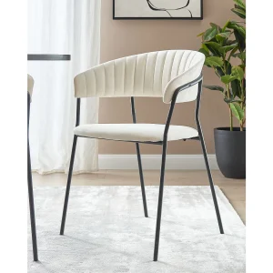 Set van 2 eetkamerstoelen MARIPOSA Fluweel Crème