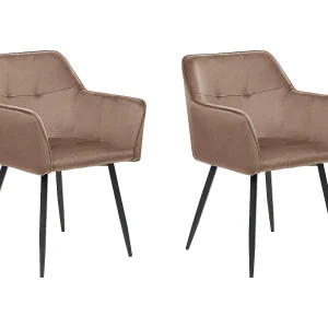 Set van 2 eetkamerstoelen JASMIN Fluweel Bruin Set van 2 eetkamerstoelen JASMIN Fluweel Bruin