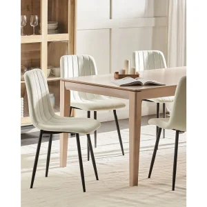 Set van 4 eetkamerstoelen KALISPELL Fluweel Gebroken wit Set van 4 eetkamerstoelen KALISPELL Fluweel Gebroken wit