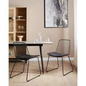 Set van 2 eetkamerstoelen PENSACOLA Metaal Zwart Set van 2 eetkamerstoelen PENSACOLA Metaal Zwart