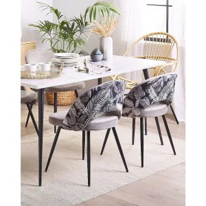 Set van 2 eetkamerstoelen VIVIAN Fluweel Grijs Set van 2 eetkamerstoelen VIVIAN Fluweel Grijs