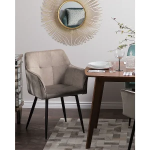 Set van 2 eetkamerstoelen JASMIN Fluweel Taupe Set van 2 eetkamerstoelen JASMIN Fluweel Taupe
