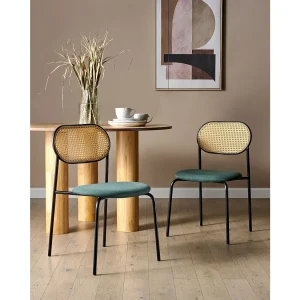Set van 2 eetkamerstoelen ADAVER Metaal Zwart Set van 2 eetkamerstoelen ADAVER Metaal Zwart