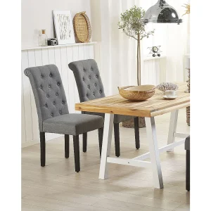 Set van 2 eetkamerstoelen VELVA Stof Grijs Set van 2 eetkamerstoelen VELVA Stof Grijs