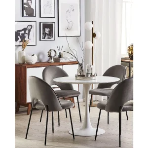 Set van 2 eetkamerstoelen COVELO Fluweel Grijs Set van 2 eetkamerstoelen COVELO Fluweel Grijs