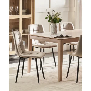 Set van 4 eetkamerstoelen POWELL Fluweel Taupe Set van 4 eetkamerstoelen POWELL Fluweel Taupe