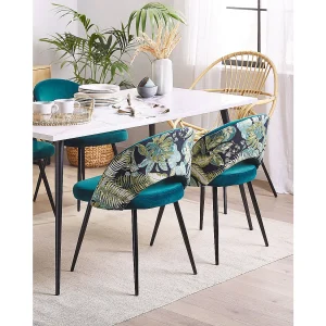 Set van 2 eetkamerstoelen VIVIAN Fluweel Zeeblauw Set van 2 eetkamerstoelen VIVIAN Fluweel Zeeblauw