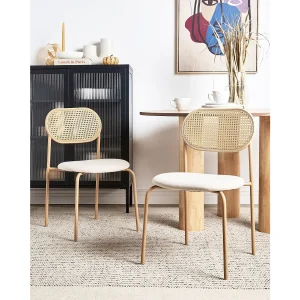 Set van 2 eetkamerstoelen ADAVER Metaal Lichte houtkleur Set van 2 eetkamerstoelen ADAVER Metaal Lichte houtkleur