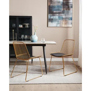 Set van 2 eetkamerstoelen PENSACOLA Metaal Goud Set van 2 eetkamerstoelen PENSACOLA Metaal Goud