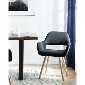 Eetkamerstoel CHICAGO Set van 2 Stof Zwart Eetkamerstoel CHICAGO Set van 2 Stof Zwart