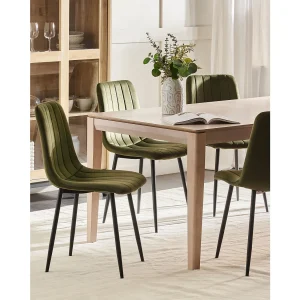 Set van 4 eetkamerstoelen KALISPELL Fluweel Olijfgroen Set van 4 eetkamerstoelen KALISPELL Fluweel Olijfgroen