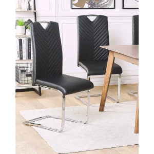 Set van 2 eetkamerstoelen PICKNES Kunstleer Zwart Set van 2 eetkamerstoelen PICKNES Kunstleer Zwart