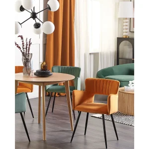Set van 2 eetkamerstoelen SANILAC Fluweel Oranje Set van 2 eetkamerstoelen SANILAC Fluweel Oranje