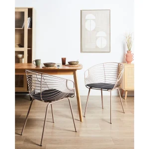 Set van 2 eetkamerstoelen HOBACK Metaal Beige Set van 2 eetkamerstoelen HOBACK Metaal Beige