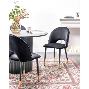 Set van 2 eetkamerstoelen MAGALIA Fluweel Zwart