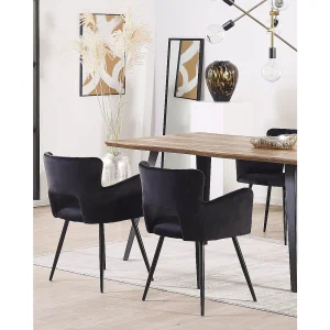 Set van 2 eetkamerstoelen SANILAC Fluweel Zwart Set van 2 eetkamerstoelen SANILAC Fluweel Zwart