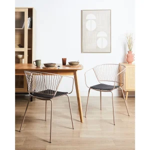 Set van 2 eetkamerstoelen RIGBY Metaal Beige Set van 2 eetkamerstoelen RIGBY Metaal Beige