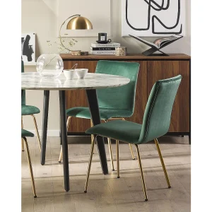 Set van 2 eetkamerstoelen RUBIO Fluweel Smaragdgroen Set van 2 eetkamerstoelen RUBIO Fluweel Smaragdgroen