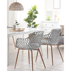 Set van 2 eetkamerstoelen NASHUA Lichtgrijs Set van 2 eetkamerstoelen NASHUA Lichtgrijs