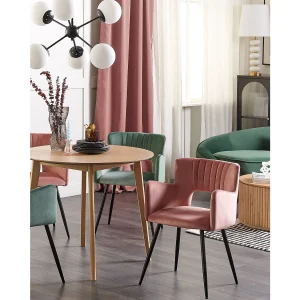 Set van 2 eetkamerstoelen SANILAC Fluweel Pastelroze Set van 2 eetkamerstoelen SANILAC Fluweel Pastelroze