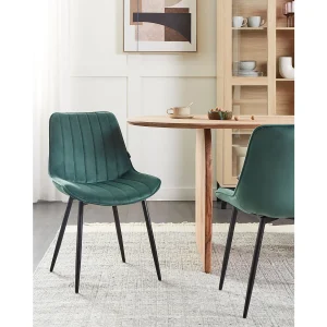 Set van 2 eetkamerstoelen DUBROVNIK Fluweel Smaragdgroen Set van 2 eetkamerstoelen DUBROVNIK Fluweel Smaragdgroen
