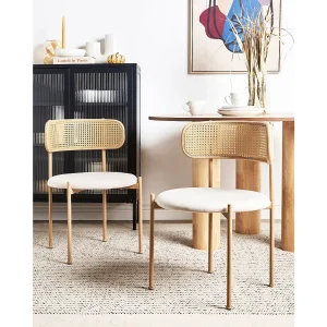 Set van 2 eetkamerstoelen ANDOVER Metaal Lichte houtkleur Set van 2 eetkamerstoelen ANDOVER Metaal Lichte houtkleur