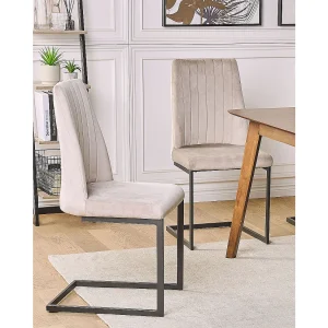 Set van 2 eetkamerstoelen LAVONIA Fluweel Taupe Set van 2 eetkamerstoelen LAVONIA Fluweel Taupe