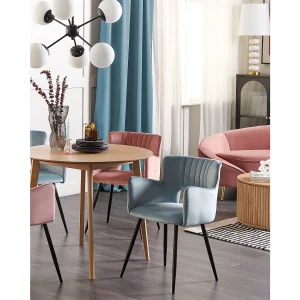 Set van 2 eetkamerstoelen SANILAC Fluweel Lichtblauw Set van 2 eetkamerstoelen SANILAC Fluweel Lichtblauw