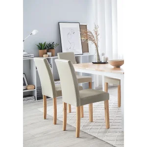 Set van 2 eetkamerstoelen BROADWAY Kunstleer Beige Set van 2 eetkamerstoelen BROADWAY Kunstleer Beige