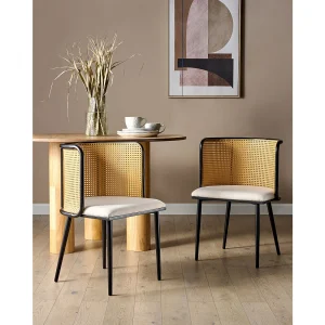 Set van 2 eetkamerstoelen KOBUK Metaal Zwart Set van 2 eetkamerstoelen KOBUK Metaal Zwart
