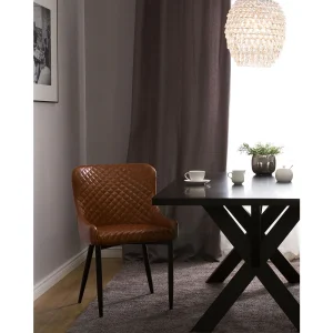 Set van 2 eetkamerstoelen SOLANO Kunstleer Goudbruin Set van 2 eetkamerstoelen SOLANO Kunstleer Goudbruin