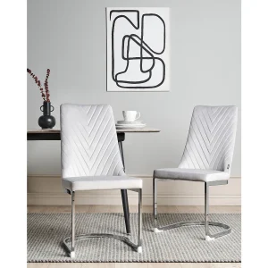 Set van 2 eetkamerstoelen ALTOONA Fluweel Grijs Set van 2 eetkamerstoelen ALTOONA Fluweel Grijs