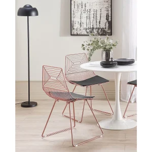 Set van 2 eetkamerstoelen BEATTY Metaal Roségoud Set van 2 eetkamerstoelen BEATTY Metaal Roségoud