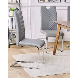 Set van 2 eetkamerstoelen PICKNES Kunstleer Lichtgrijs Set van 2 eetkamerstoelen PICKNES Kunstleer Lichtgrijs