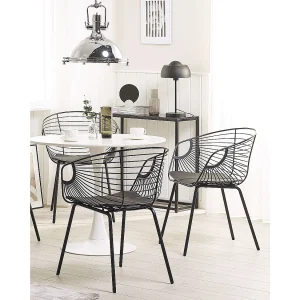 Set van 2 eetkamerstoelen HOBACK Metaal Zwart Set van 2 eetkamerstoelen HOBACK Metaal Zwart