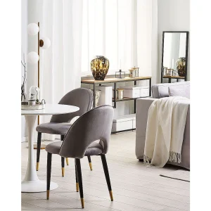 Set van 2 eetkamerstoelen MAGALIA Fluweel Grijs