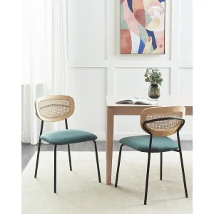 Set van 2 eetkamerstoelen MAYETTA Rotan Blauwgroen