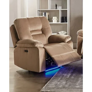 Elektrische relaxfauteuil BERGEN LED Fluweel Zandbeige
