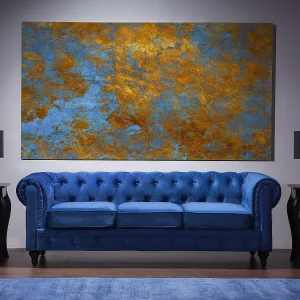 Bank CHESTERFIELD Fluweel Marineblauw 3-zitter
