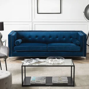 Bank AVALDSENES Fluweel Marineblauw 3-zitter