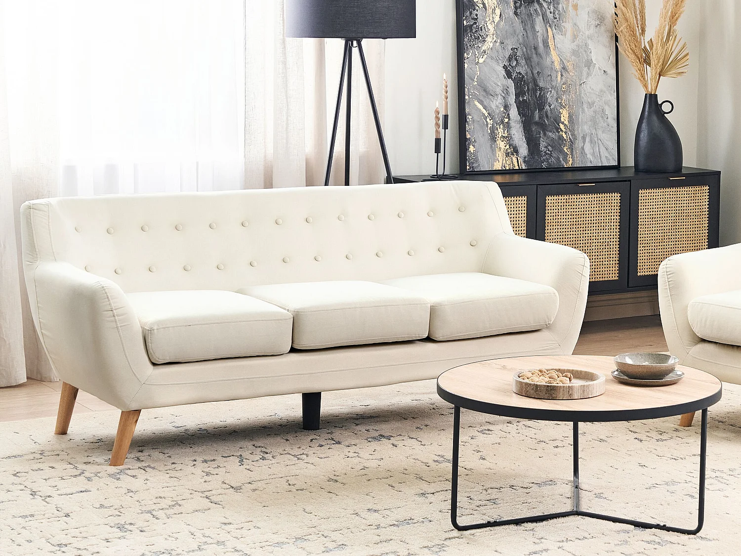 Bank MOTALA Stof Lichtbeige 3-zitter